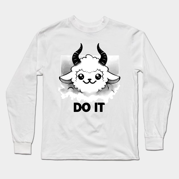 Monochromatic Funny Evil Lamb Quote Do It Long Sleeve T-Shirt by TomFrontierArt